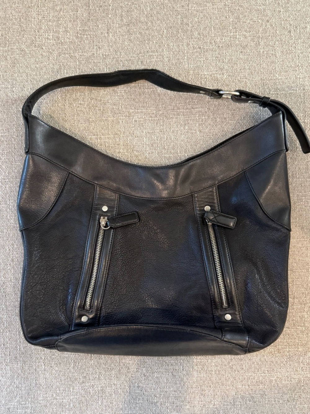 Cole Haan Black Leather Hobo Shoulder Bag Slouchy Everyday Purse